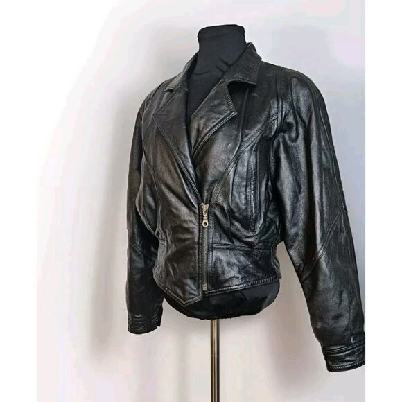 vintage Leather Bomber Jacket Black Previously Owned By Ohio Guitarist‎ Musician - Picture 2 of 16